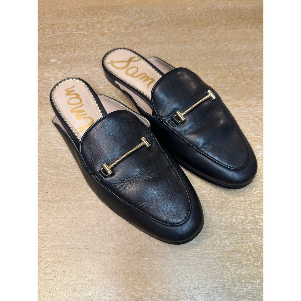 Sam Edelman Black Mules with Gold Detail